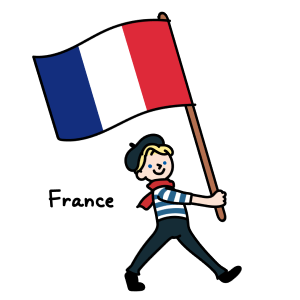 フランスの旗を持った男性